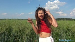 Public Agent Sexy Spanish beauty fucked in a field for cash