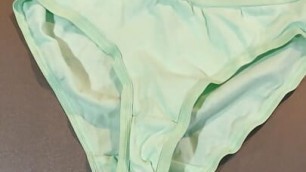 Cum on Hayleys soft green panties