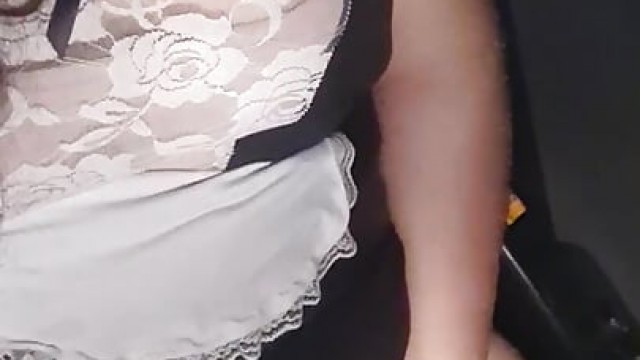 Chubby Transgirl Maid Plays In The Car